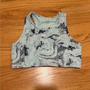 Girls Teal Marble Sports Bra